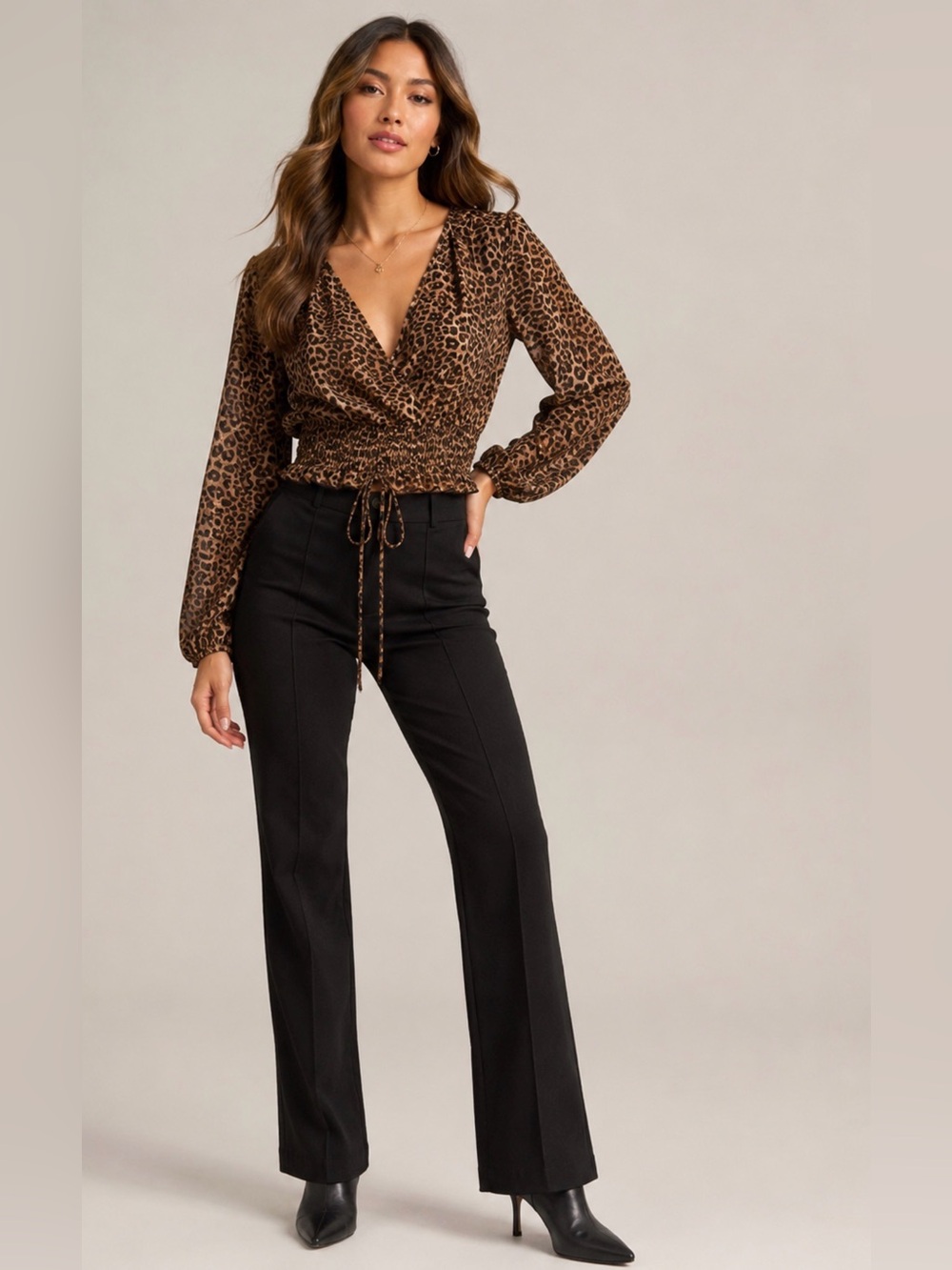 Charlotte Russe Leopard Crop Top S Sheer Y2K Tie Blouse